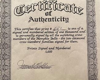 MEMPHIS BELLE Limited Edition Framed Print Signed by ENTIRE CREW with COA