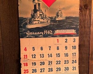 1942 WWII Calendar SKELLY GASOLINE Loudon Oil Company Cedar Bluffs, NEBR.