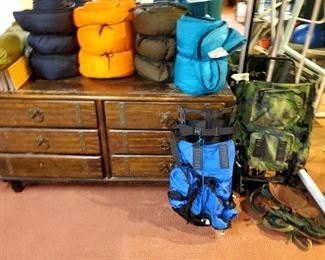 Cabellas, Sleeping Bags,  Cabellas Hunting/Hiking back pack, Blue Oudoor back pack, Outdoor 1 man Tent 