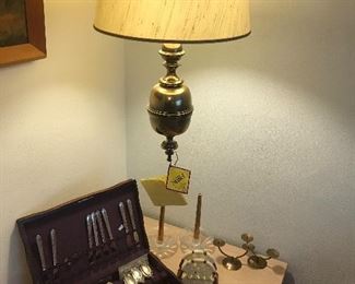 Stifel hanging lamp and silver plate set