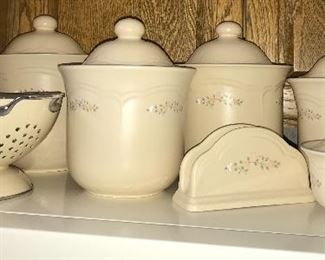 Pfaltzgraff Remembrance Canisters, colander, napkin holder, covered dish