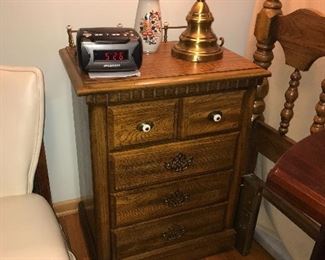 Nightstand, alarm clock, lamp