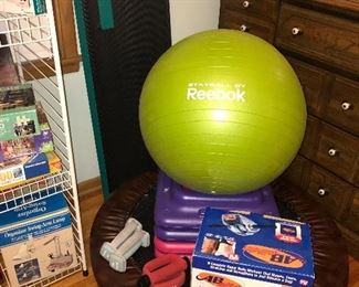 Exercise equipment, Ab Roller, exerciser, Step up, Stayball, hand weights