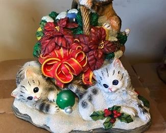 Seasons In The Garden Hand-Painted Cat Sculpture Bradford Exchange 