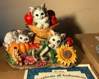 Seasons In The Garden Hand-Painted Cat Sculpture Bradford Exchange 