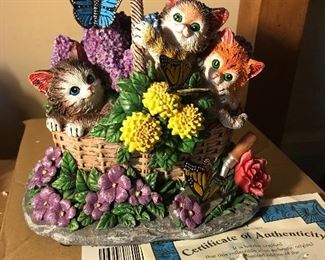 Seasons In The Garden Hand-Painted Cat Sculpture Bradford Exchange