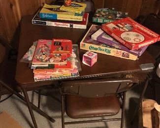 Card table & 4 chairs, vintage games
