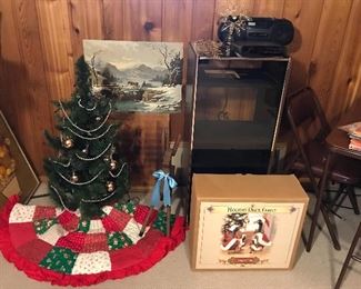 Stereo cabinet, boom box, Christmas