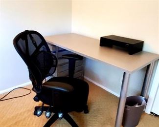 Desk, office chair