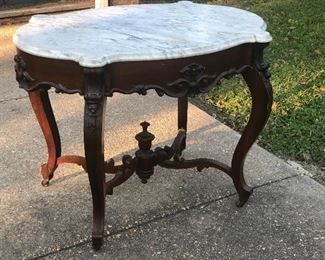 Victorian Rosewood Marble Top Table.  29 " tall x 39" long x 27" deep.  $340.