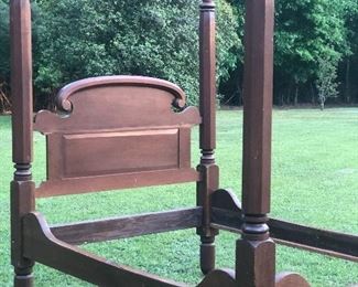 Lower Mississippi Valley 4 Post Tester Bed.  Estate Condition.  Rolling Pin Headboard.  Headboard has crack.  $800.