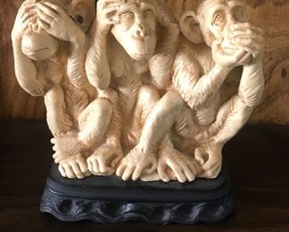 Ivory, bone,or resin 3 Wise Monkeys