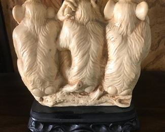 Ivory, bone,or resin 3 Wise Monkeys