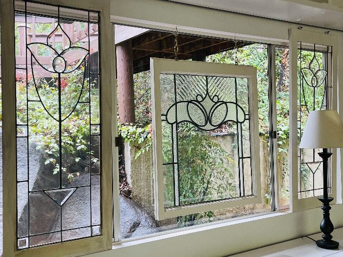 Side leaded glass panels are 19-3/4”w 48-1/2”h