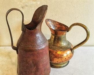 Vintage Copper and Copper Tone Pitchers 