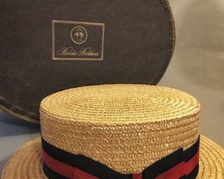 Vintage Brooks Brothers Boaters Straw Hat, Original Box