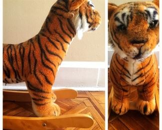 Vintage Stuffed Riding Tiger in the Style of Steiff Radjah 
