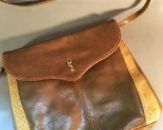 Vintage Yves Saint Laurent Leather and Snakeskin Purse 