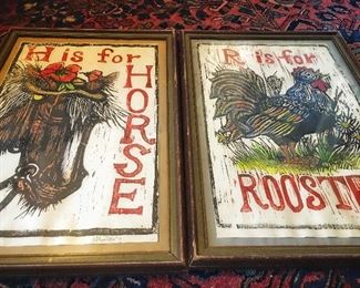 Two Artist Signed Block Prints 