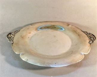 Double Handles Sterling Silver Tray, in the Georg Jensen Style 