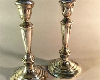 Two Heavy Elegant Silver Plate Candle Holders by Gorham