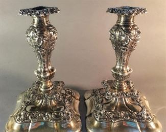 Vintage Ornate Silver Plate Candle Holders by International Silver 
