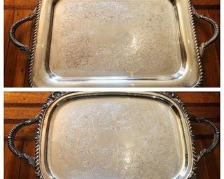 Vintage Heavy Silver Plate Serving Trays 