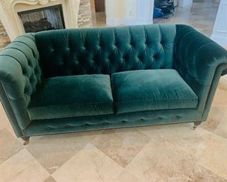Gorgeous custom Anthropologie tufted velvet chesterfield sofas - 2 available, one is longer in length, selling for $1700 each - retail $3000 each - like new! 