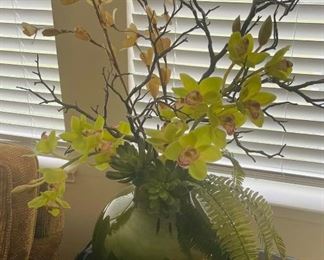 $100 faux arrangement in gorgeous green ceramic vase - retail $300