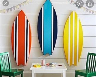 Pottery barn kids wall mounted surfboard decor - set of 3 for $120 - retail $300