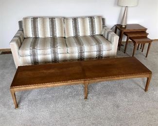 Bank & Office Interiors, Inc. Mid-Century Couch, 1960's Lane Mid-Century Coffee Table Style No. 900-09