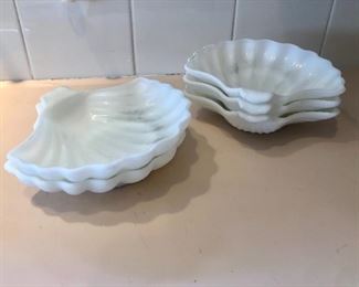 Vintage White Shell Serving Dishes 