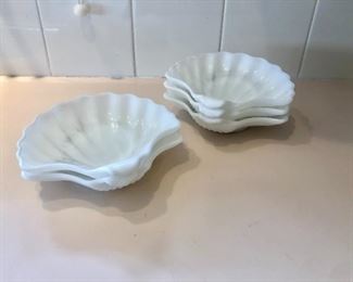 Vintage White Shell Serving Dishes 