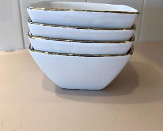 Hand Painted White Italian Serving Bowls Set of 4