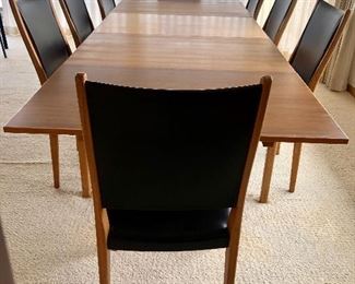 Extra Long Mid Century Modern Swedish Dining Table by Skaraborgs with 8 Svegards Markaryd Teak Dining Chairs