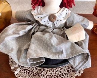 Antique Hand Crafted Red Head Rag Doll 
