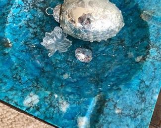 turquoise blue stone ashtray