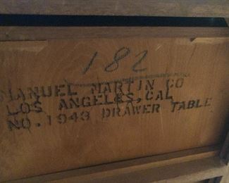 Manuel Martin Drawer Table No. 1943
