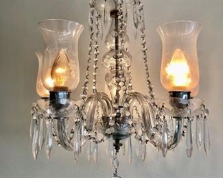 Mid-Century Crystal Arm Chandelier 