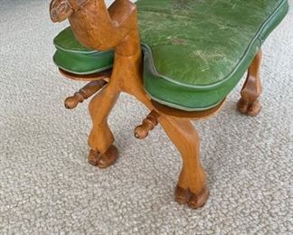 Vintage Mid-Century Hand Carved Camel Saddle Stool 