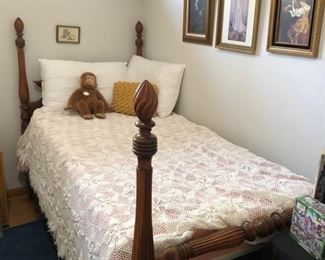 Vintage Bedroom Furniture, Decor, Two Matching Colonial Twin Beds 