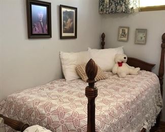 Vintage Bedroom Furniture, Decor, Two Matching Colonial Twin Beds  