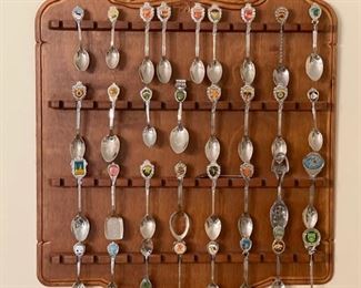 Collector’s spoons in rack
