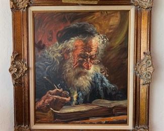Giovanni Madonini 1915-1989 Italian painting of rabbi beautifully framed 