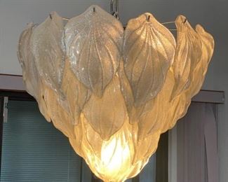 Stunning large leaf Murano glass chandelier. Comes with two replacement leaves