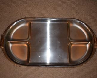 Stainless Steel Spiked Meat Carving Tray w/ Bone Handles - 33"x17" 