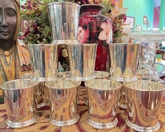 12 Sterling Silver Mint Julep Cups, 950 Sterling 