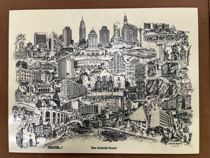 Etched In Marble San Antonio Scene  