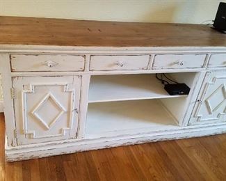 Lexington Buffet or credenza white painted barn wood waxed top