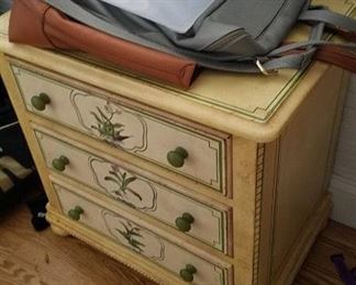 Tole painted chest of drawers, bedside cabinet or side cabinet